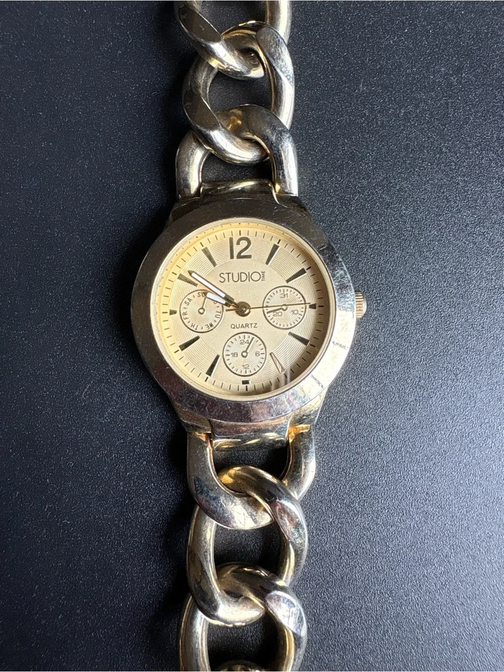 Studio Gold-Tone Chain Link Womens Bracelet Watch